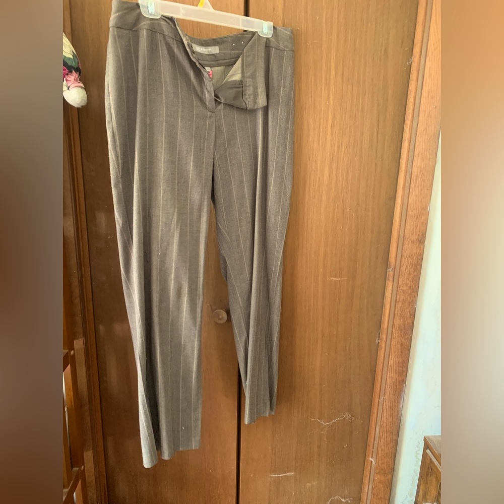 Pinstriped brown dress pants.  Great for work!